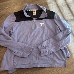 Victoria's Secret PINK Lavender Quarter‑Zip Sweater with Black Yoke